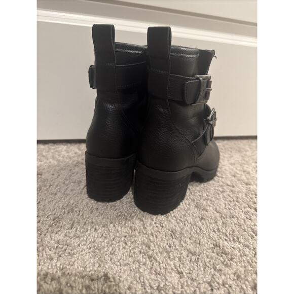 Mia Women's 2 Buckle Zip Up Ankle Boots Black Chunky 90s Size 6 M 2.5" Heel NOS - Picture 5 of 16